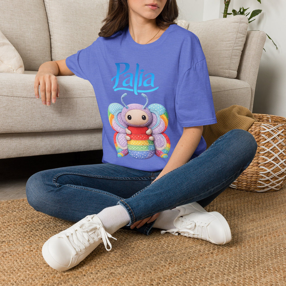 Palia Inspired Rainbow Tipped Butterfly Plush T-Shirt — Colorful RTB Palia Graphic Tee