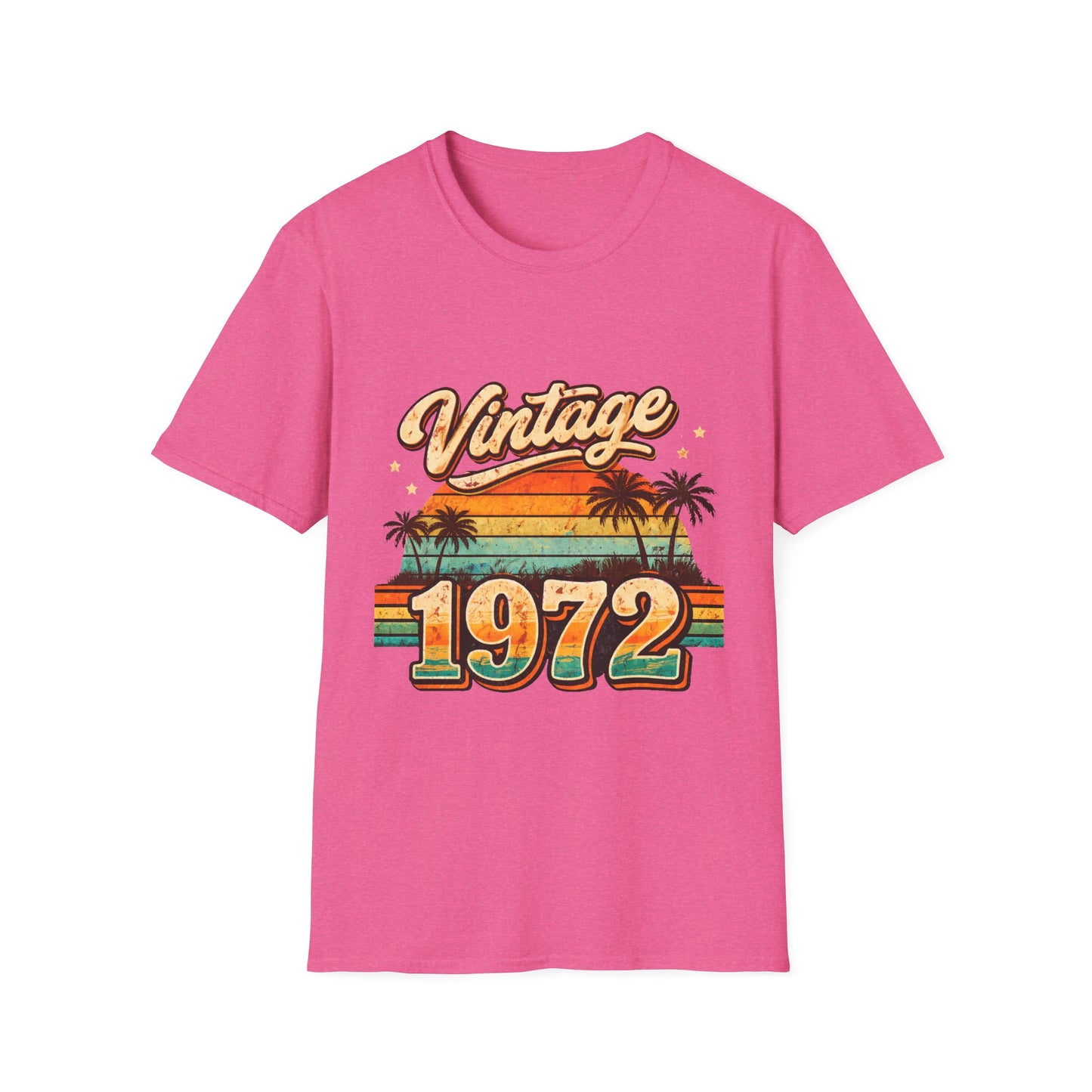 Vintage 1972 T-Shirt — Retro Palm Sunset Birthday Tee