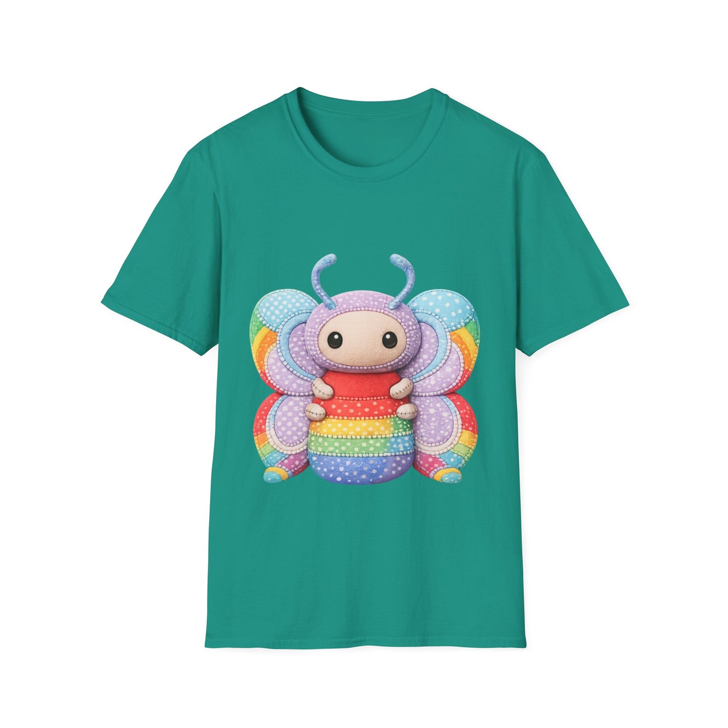 Palia Inspired Rainbow Tipped Butterfly Plush T-Shirt — Colorful RTB Palia Graphic Tee