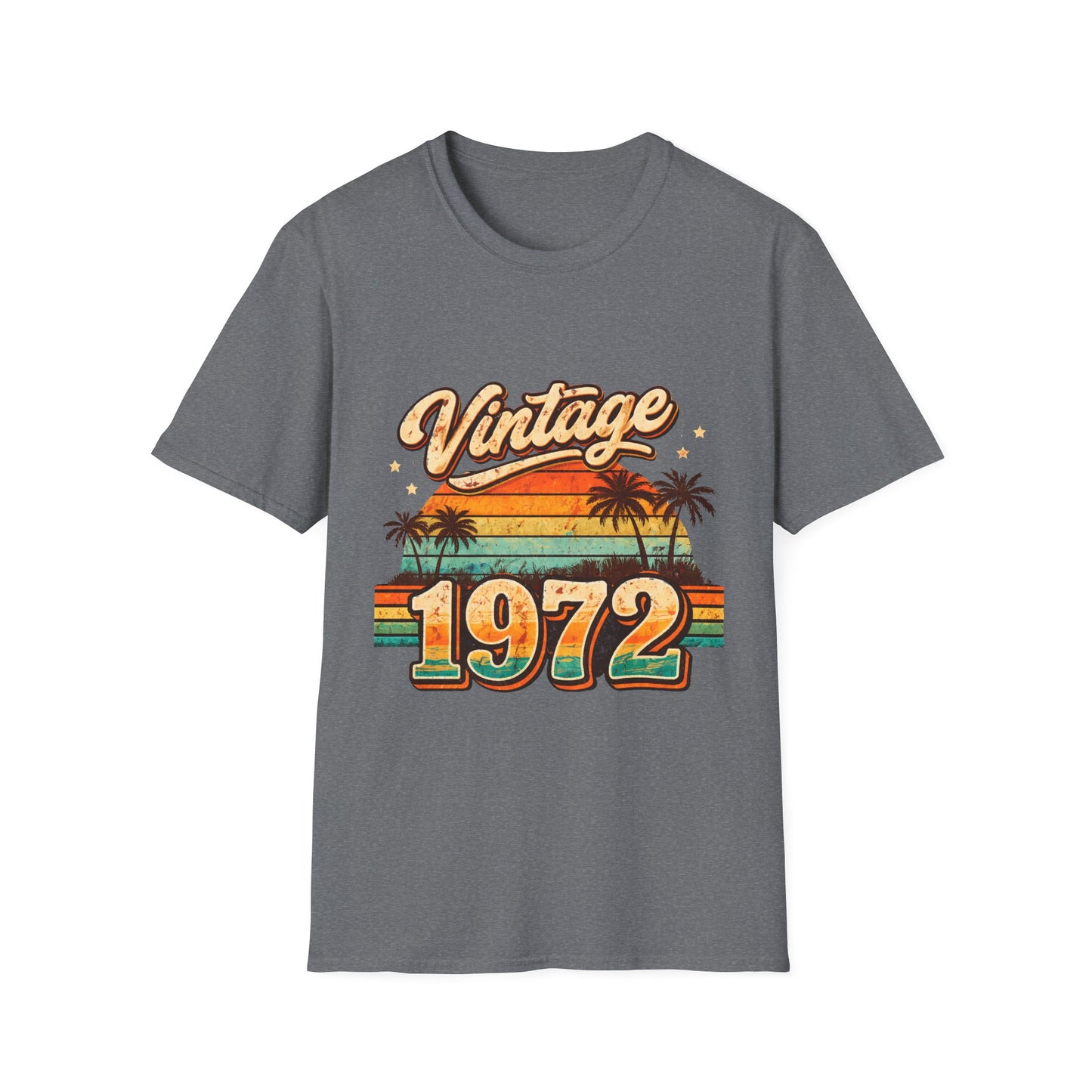 Vintage 1972 T-Shirt — Retro Palm Sunset Birthday Tee