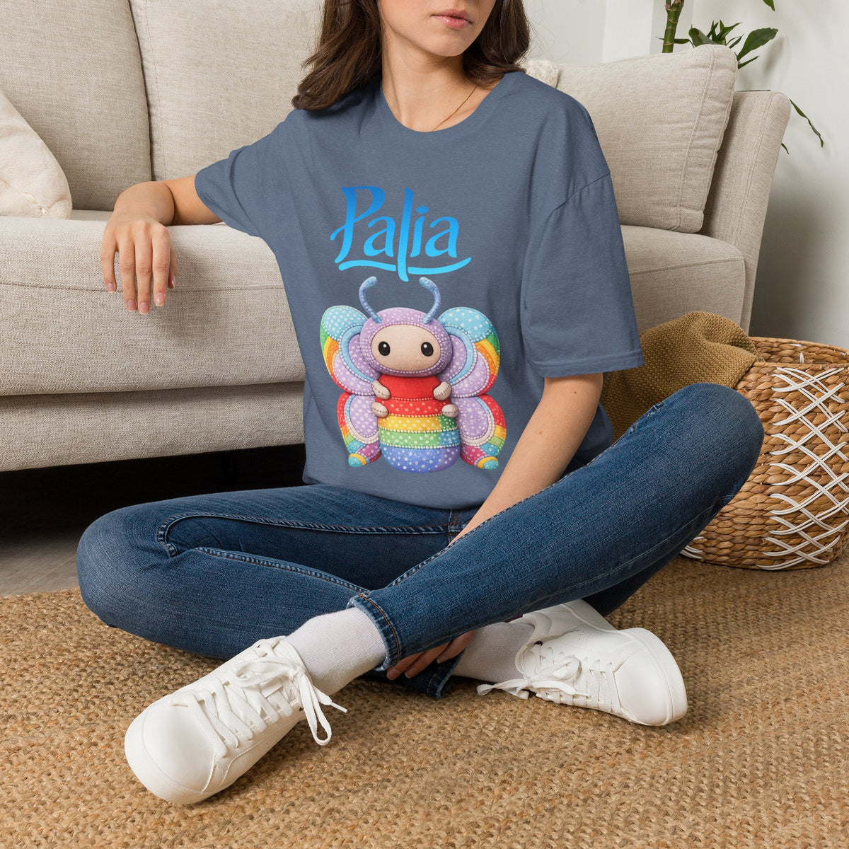Palia Inspired Rainbow Tipped Butterfly Plush T-Shirt — Colorful RTB Palia Graphic Tee