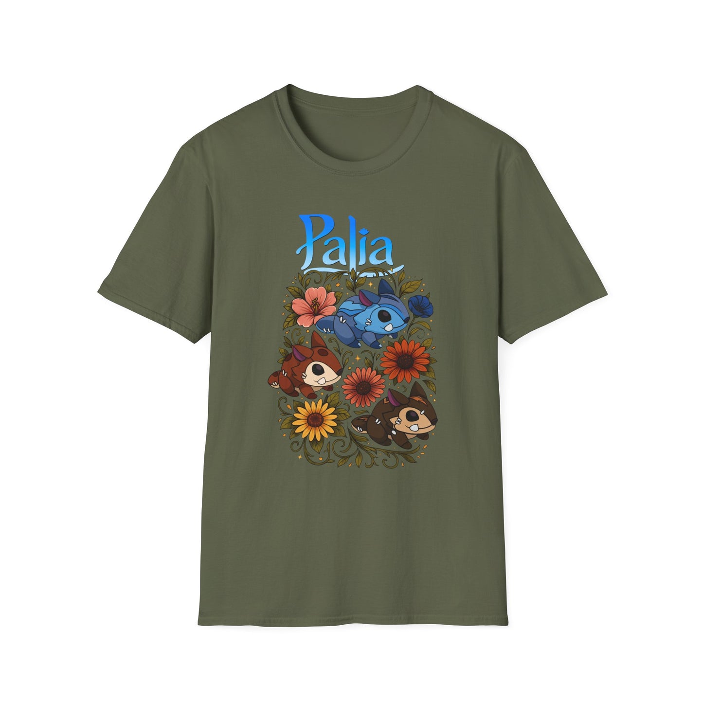 Palia Inspired Chapaa Plushies Floral T-Shirt — Cute Game-Inspired Character Tee