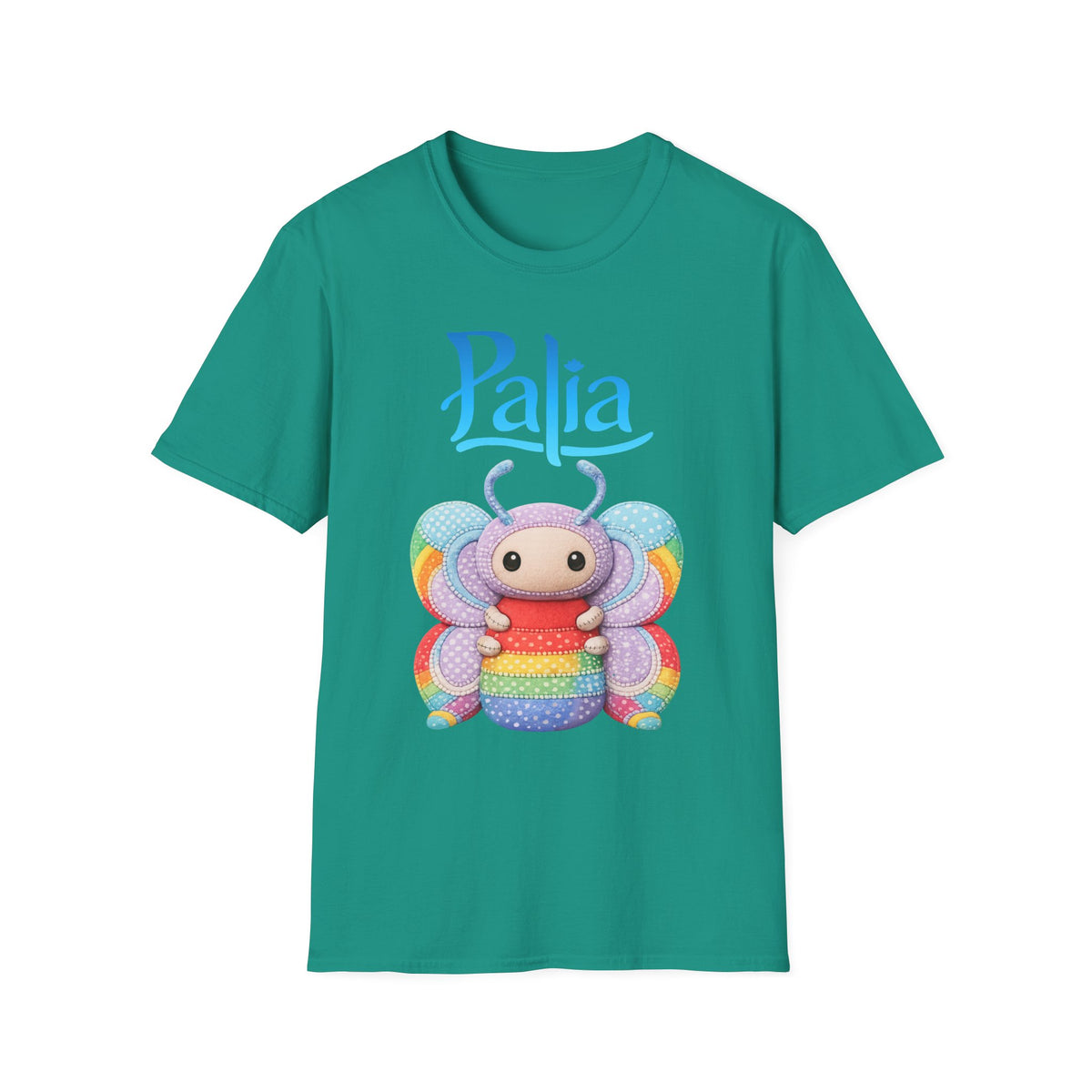 Palia Inspired Rainbow Tipped Butterfly Plush T-Shirt — Colorful RTB Palia Graphic Tee