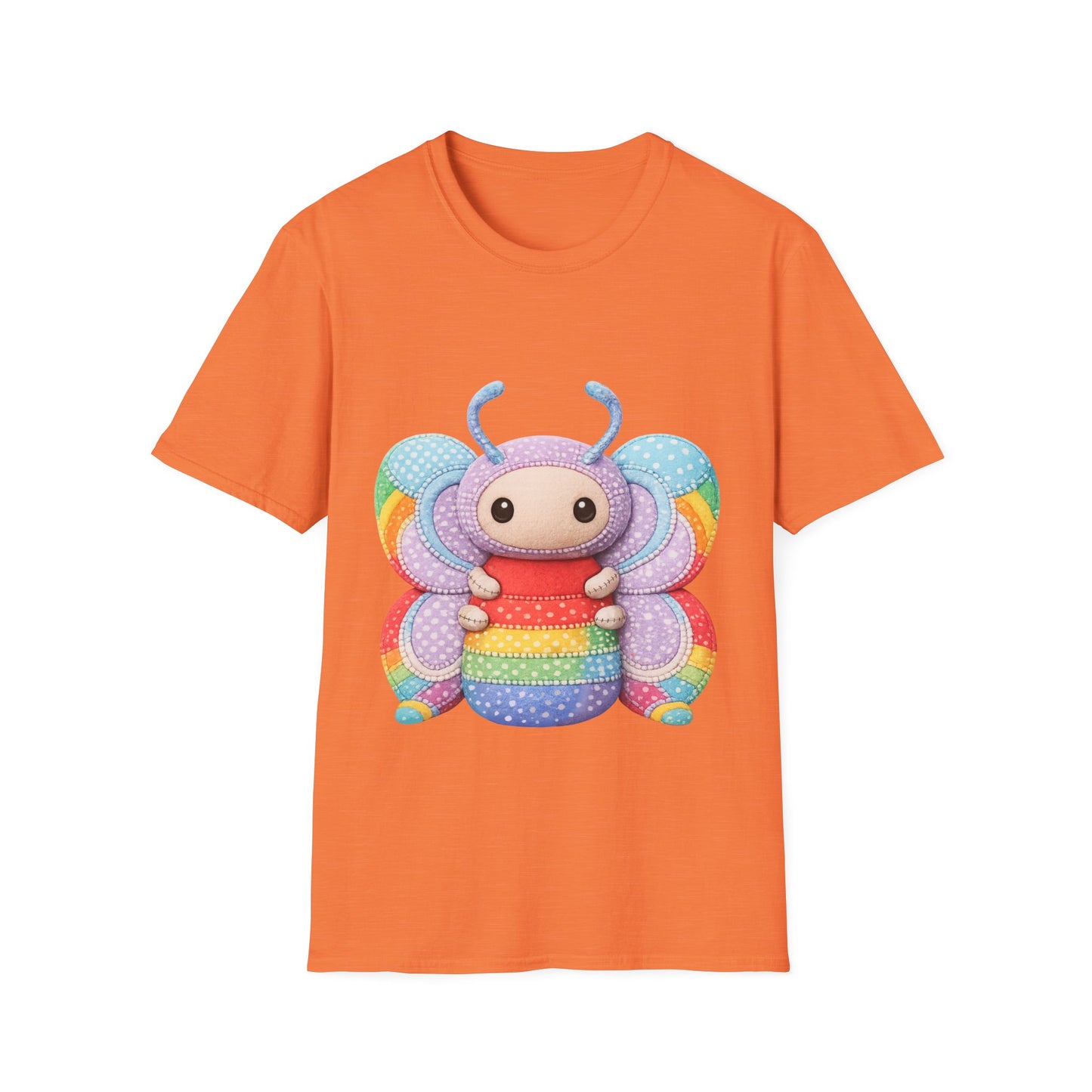 Palia Inspired Rainbow Tipped Butterfly Plush T-Shirt — Colorful RTB Palia Graphic Tee
