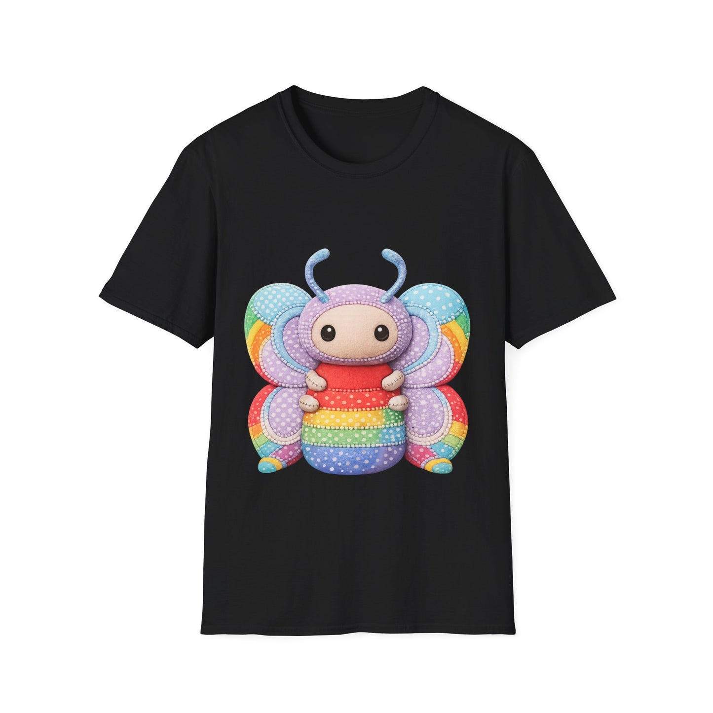 Palia Inspired Rainbow Tipped Butterfly Plush T-Shirt — Colorful RTB Palia Graphic Tee