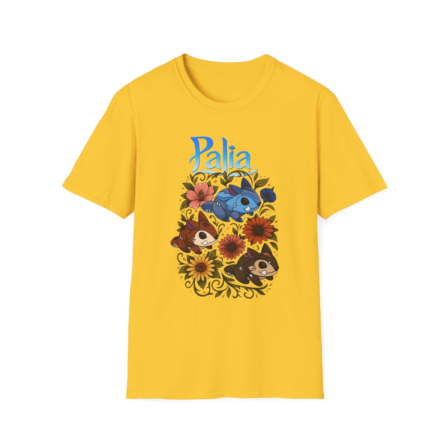 Palia Inspired Chapaa Plushies Floral T-Shirt — Cute Game-Inspired Character Tee