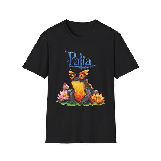 Palia Inspired Flame horned Rockhopper Art Shirt with Lotus Flowers, Cute Graphic Tee