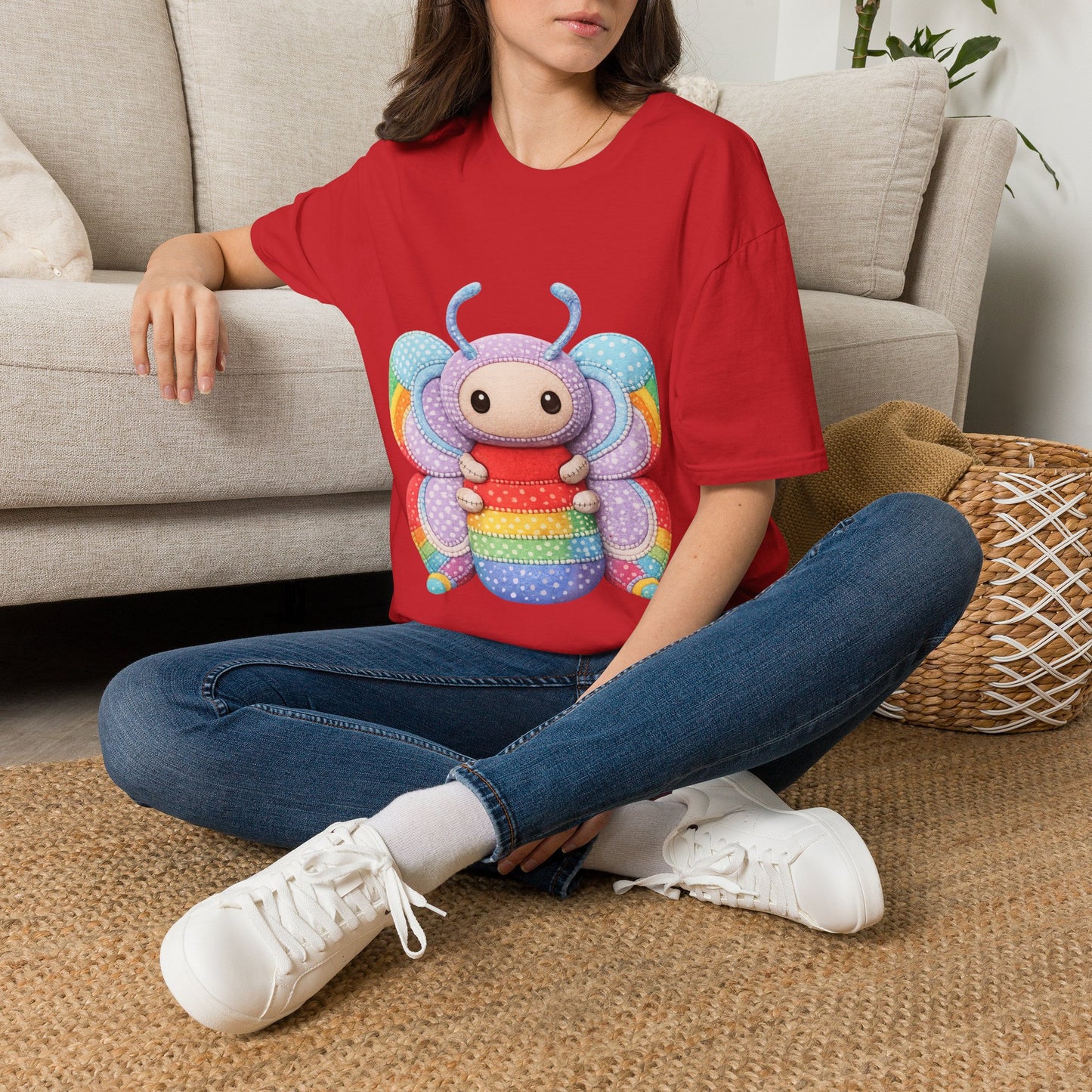 Palia Inspired Rainbow Tipped Butterfly Plush T-Shirt — Colorful RTB Palia Graphic Tee