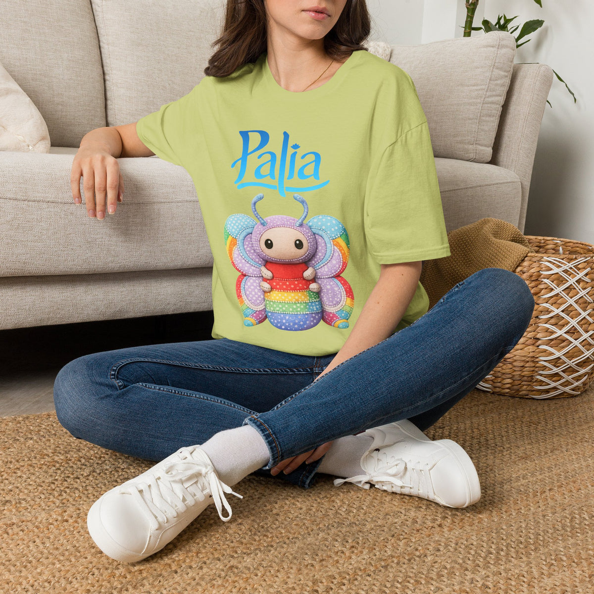 Palia Inspired Rainbow Tipped Butterfly Plush T-Shirt — Colorful RTB Palia Graphic Tee
