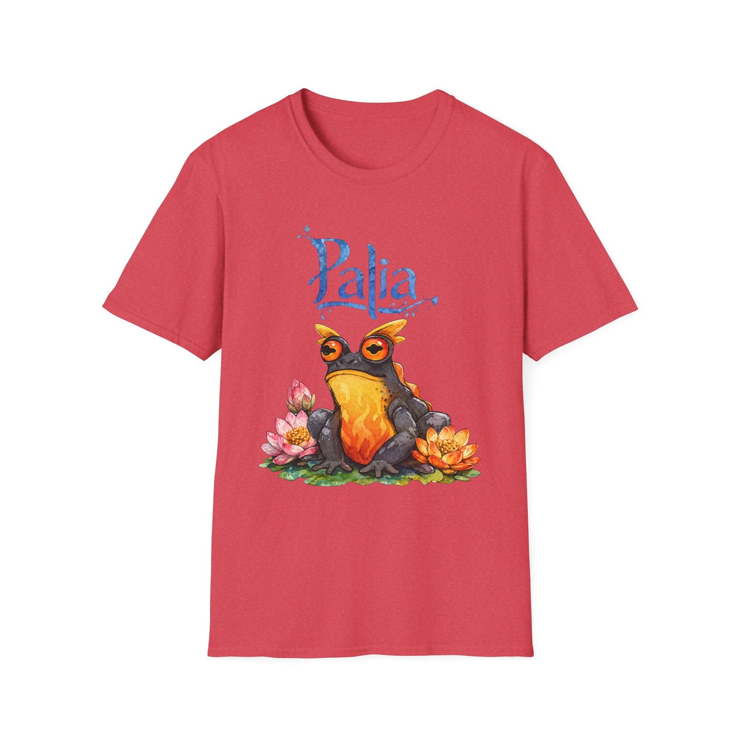 Palia Inspired Flame horned Rockhopper Art Shirt with Lotus Flowers, Cute Graphic Tee