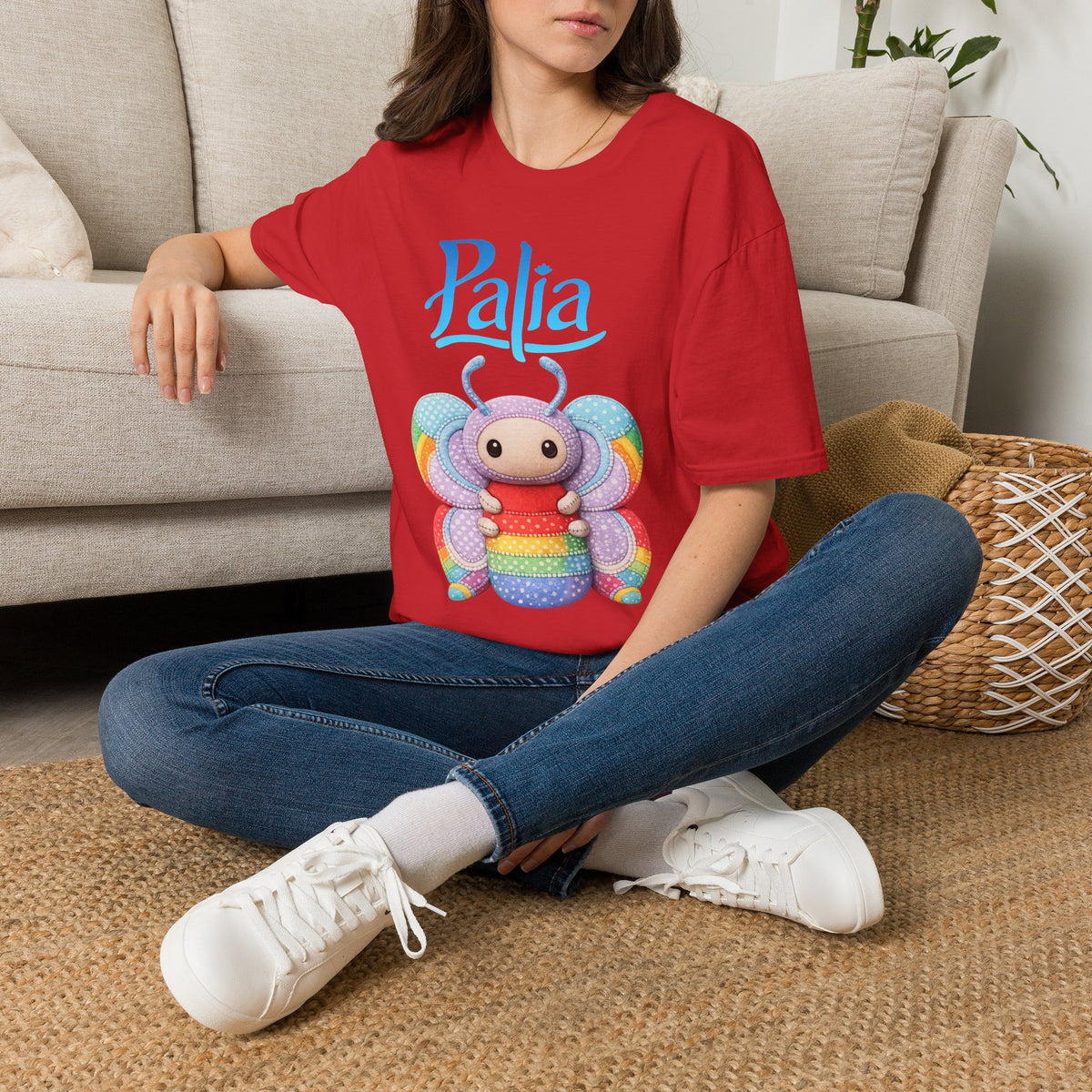 Palia Inspired Rainbow Tipped Butterfly Plush T-Shirt — Colorful RTB Palia Graphic Tee
