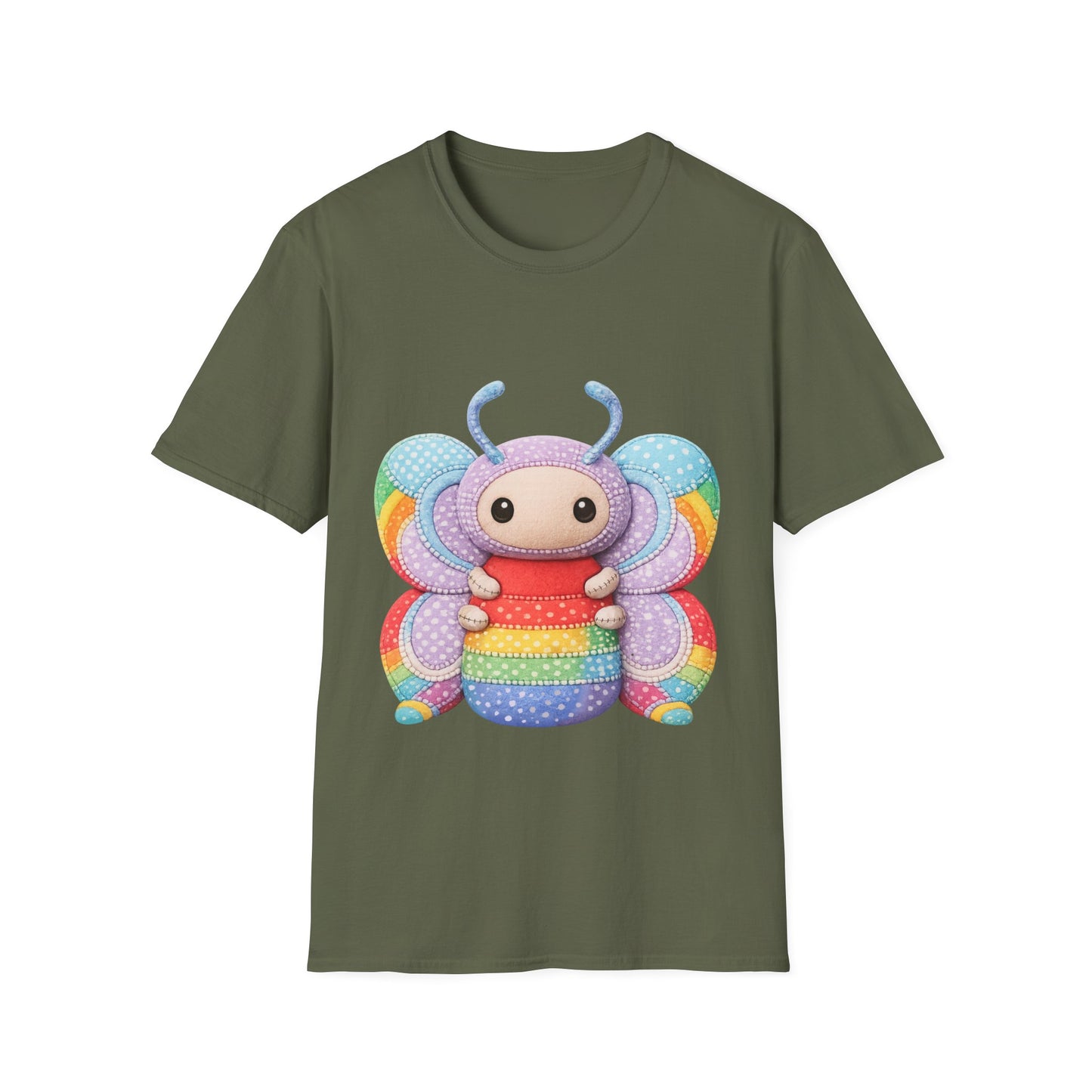 Palia Inspired Rainbow Tipped Butterfly Plush T-Shirt — Colorful RTB Palia Graphic Tee
