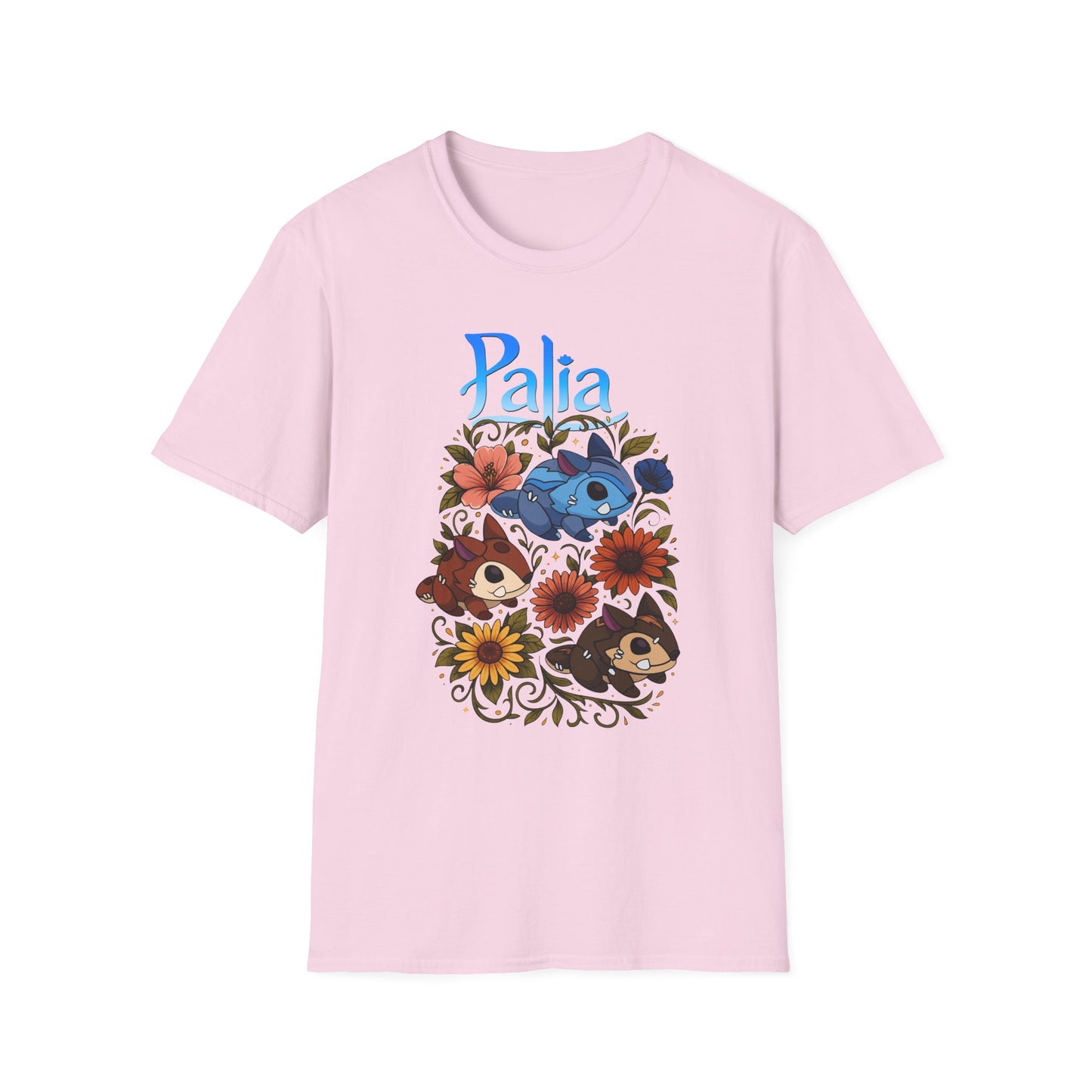Palia Inspired Chapaa Plushies Floral T-Shirt — Cute Game-Inspired Character Tee