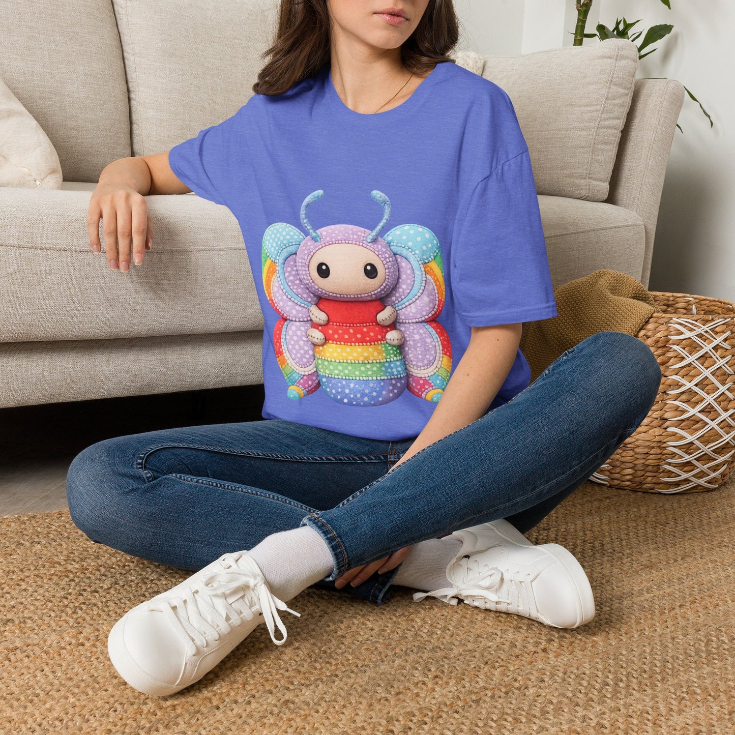 Palia Inspired Rainbow Tipped Butterfly Plush T-Shirt — Colorful RTB Palia Graphic Tee