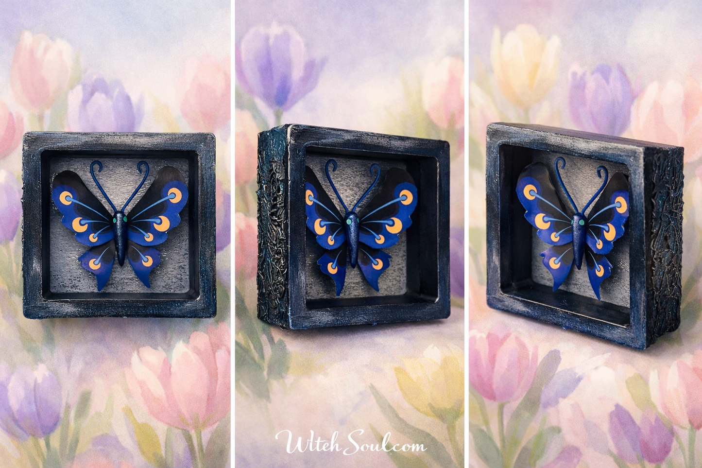 Palia Inspired Rainbow-Tipped Butterfly/ Duskwing Butterfly/ Brighteye Butterfly Magnet ShadowBox Faux Taxidermy