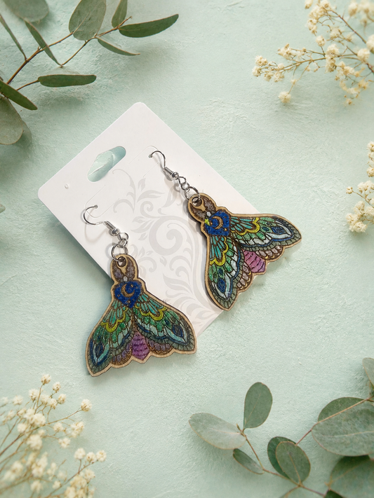 Fantasy Woodland Atlas Moth Earrings