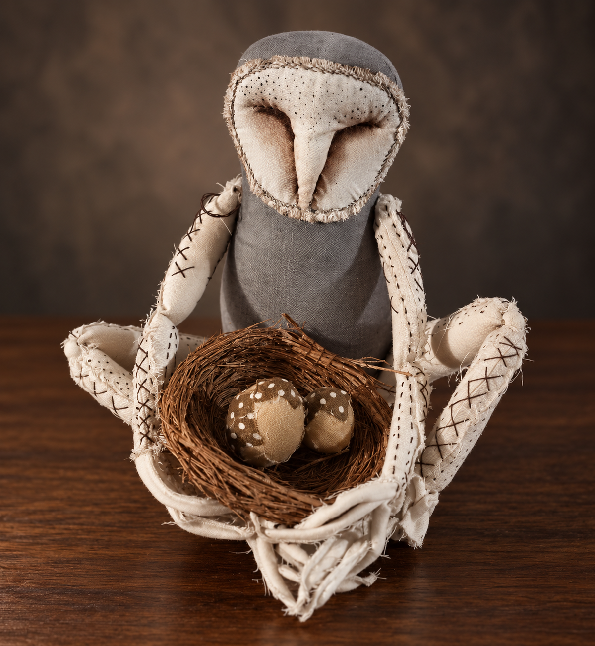 One Of a Kind ArtDoll Mama Owl watching her Eggs WitchSoul Relics Original