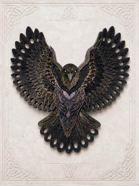 Tribal Raven Wall Art | Handmade Layered Wood Decor | Original Design by WitchSoul