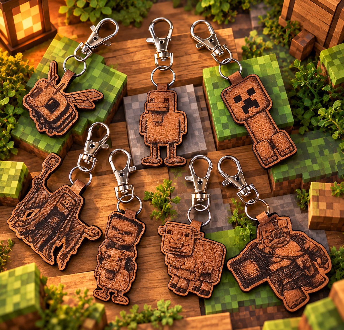 Minecraft The Movie Keychains/Bag Charms Faux leather