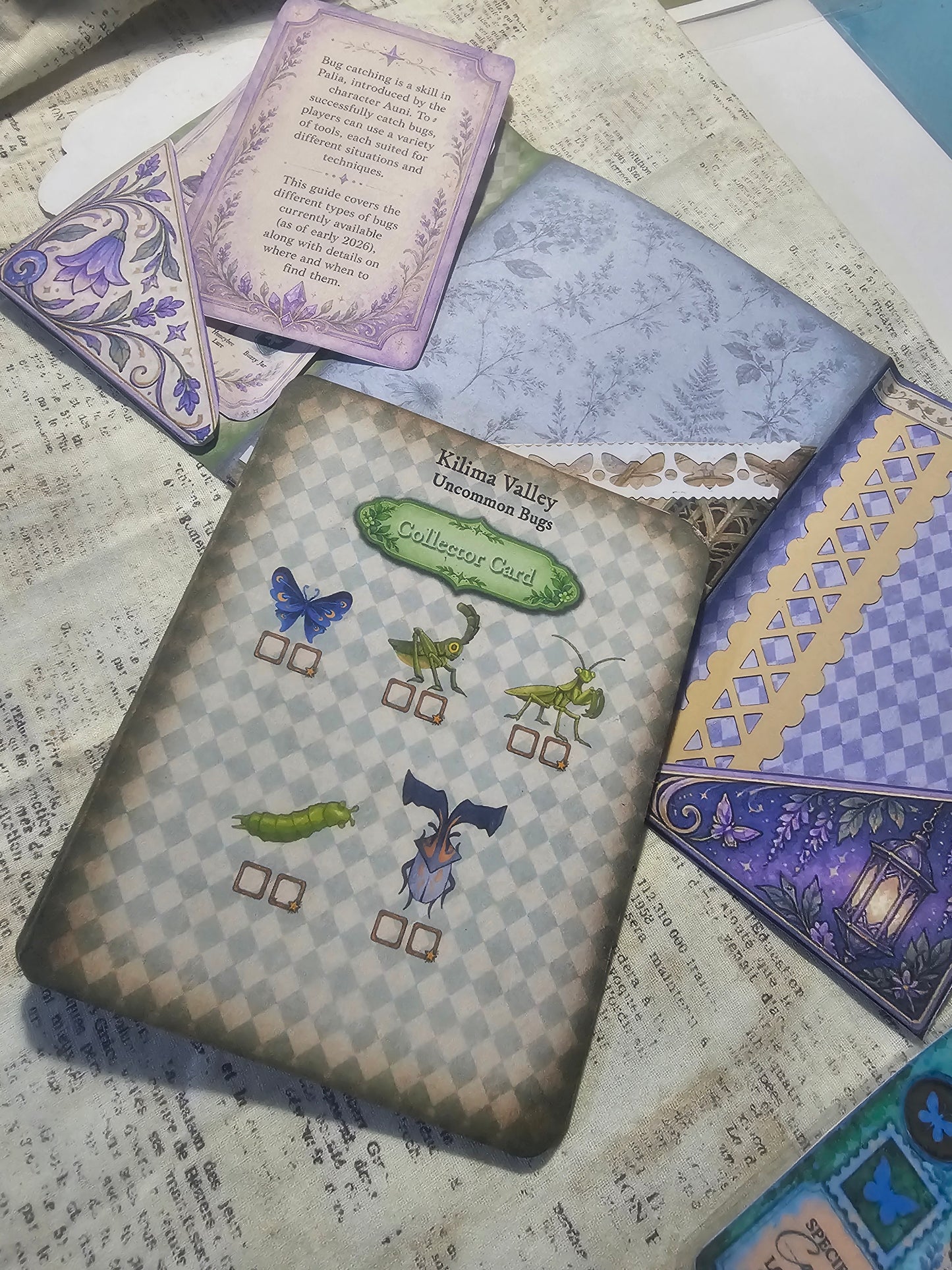 Palia Inspired Bug Catching Guide Tracker with Bug Collector Cards Interactive Scrapbook Junk Journal
