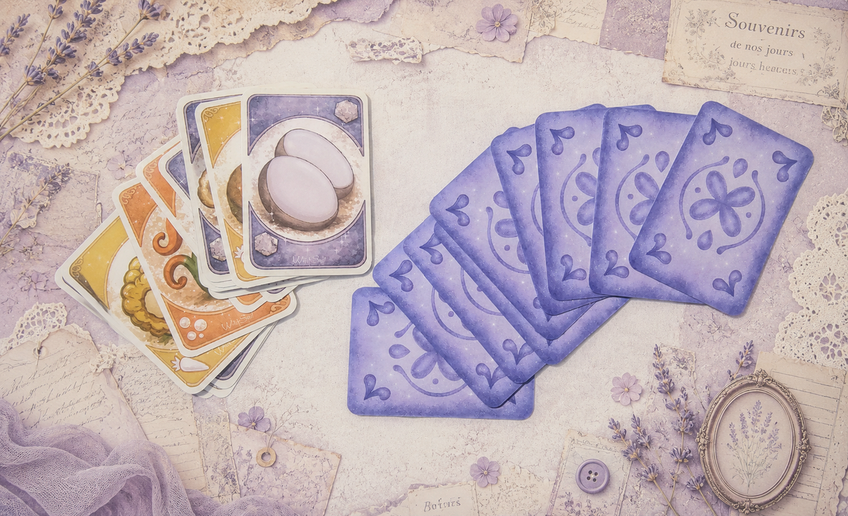 Palia Inspired Hot Pot Card Game Handmade Sea Glass Collection with Patchwork Bag
