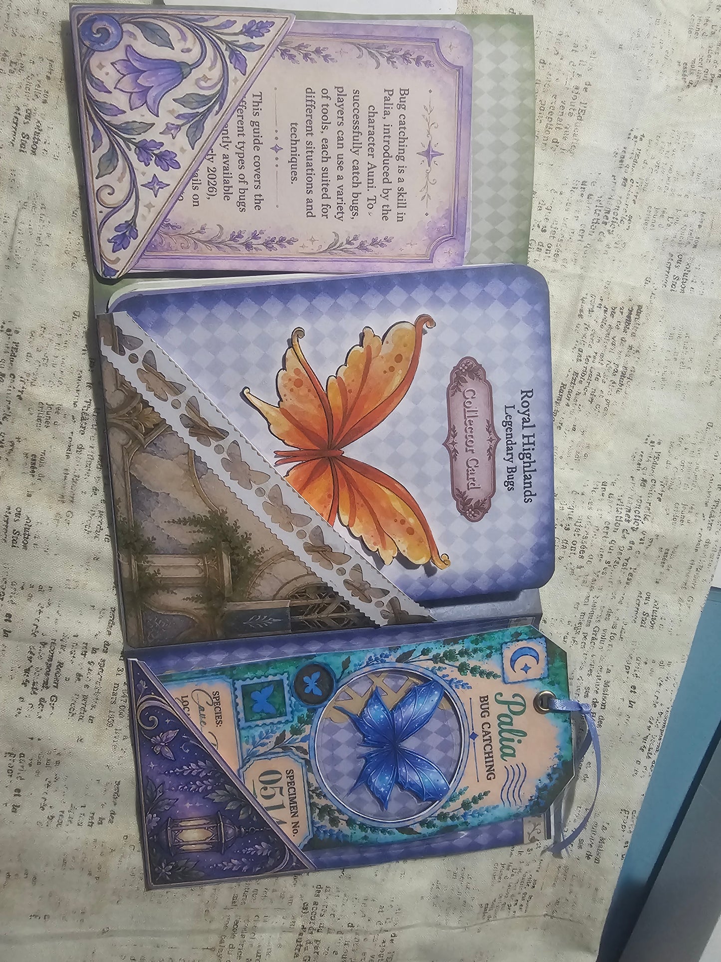 Palia Inspired Bug Catching Guide Tracker with Bug Collector Cards Interactive Scrapbook Junk Journal