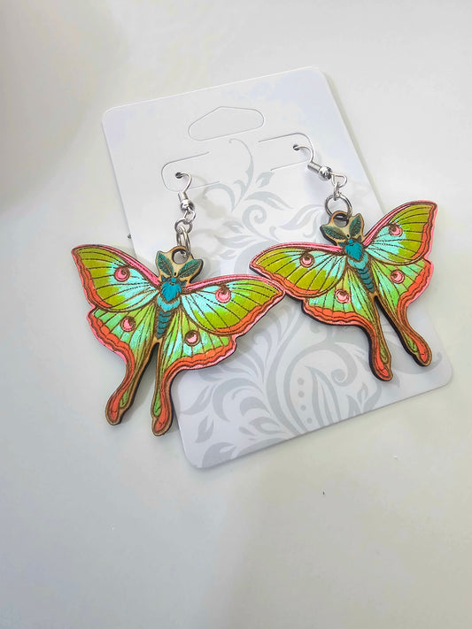 One of a Kind Luna Moth Earrings