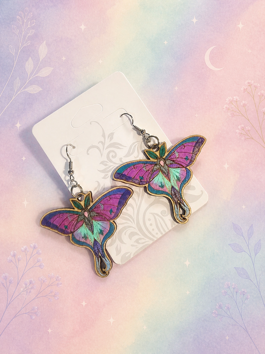 Fantasy Galaxy Luna Moth Earrings