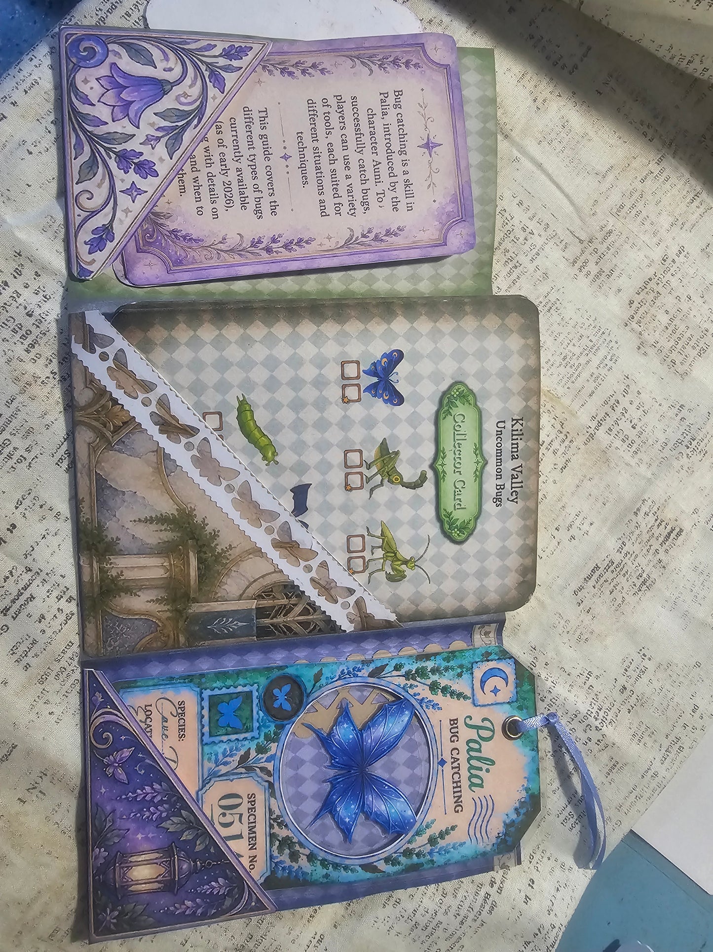 Palia Inspired Bug Catching Guide Tracker with Bug Collector Cards Interactive Scrapbook Junk Journal