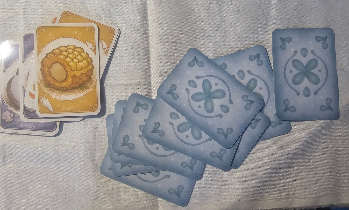 Palia Inspired Hot Pot Card Game Handmade Sea Glass Collection with Patchwork Bag